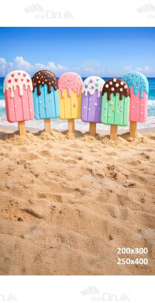 Tło fotograficzne „Kolorowe lody na słonecznej plaży” | UB_879
